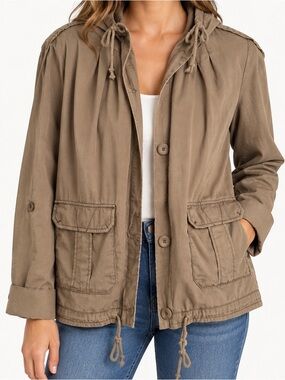 Anthropologie Daughters of the Liberation Hooded Utility Jacket Brown M